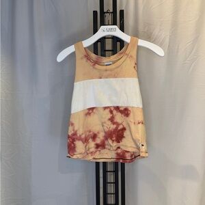 PINK Victoria's Secret Red and Tan Tie-Dye Tank Top